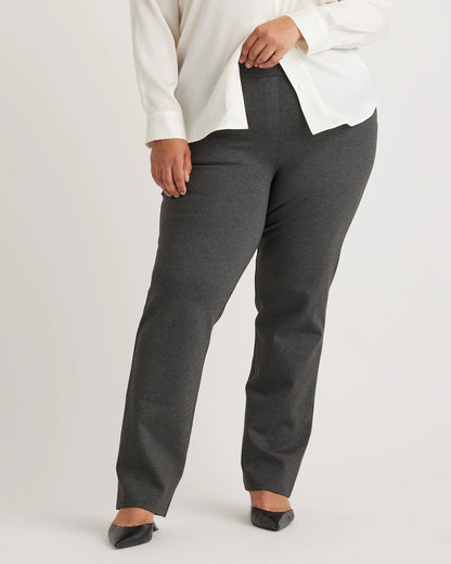 Ultra-Stretch Ponte Straight Leg Pants - 1X / Charcoal