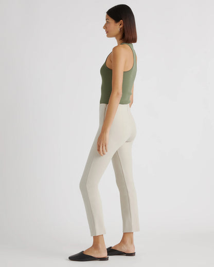 Ultra-Stretch Ponte Pintuck Ankle Pants - XS / Ecru