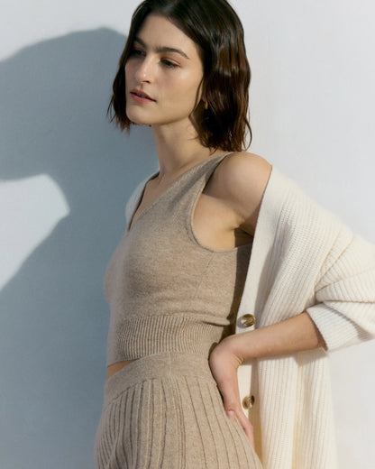Mongolian Cashmere Oversized Boyfriend Cardigan Sweater - XS / Brown