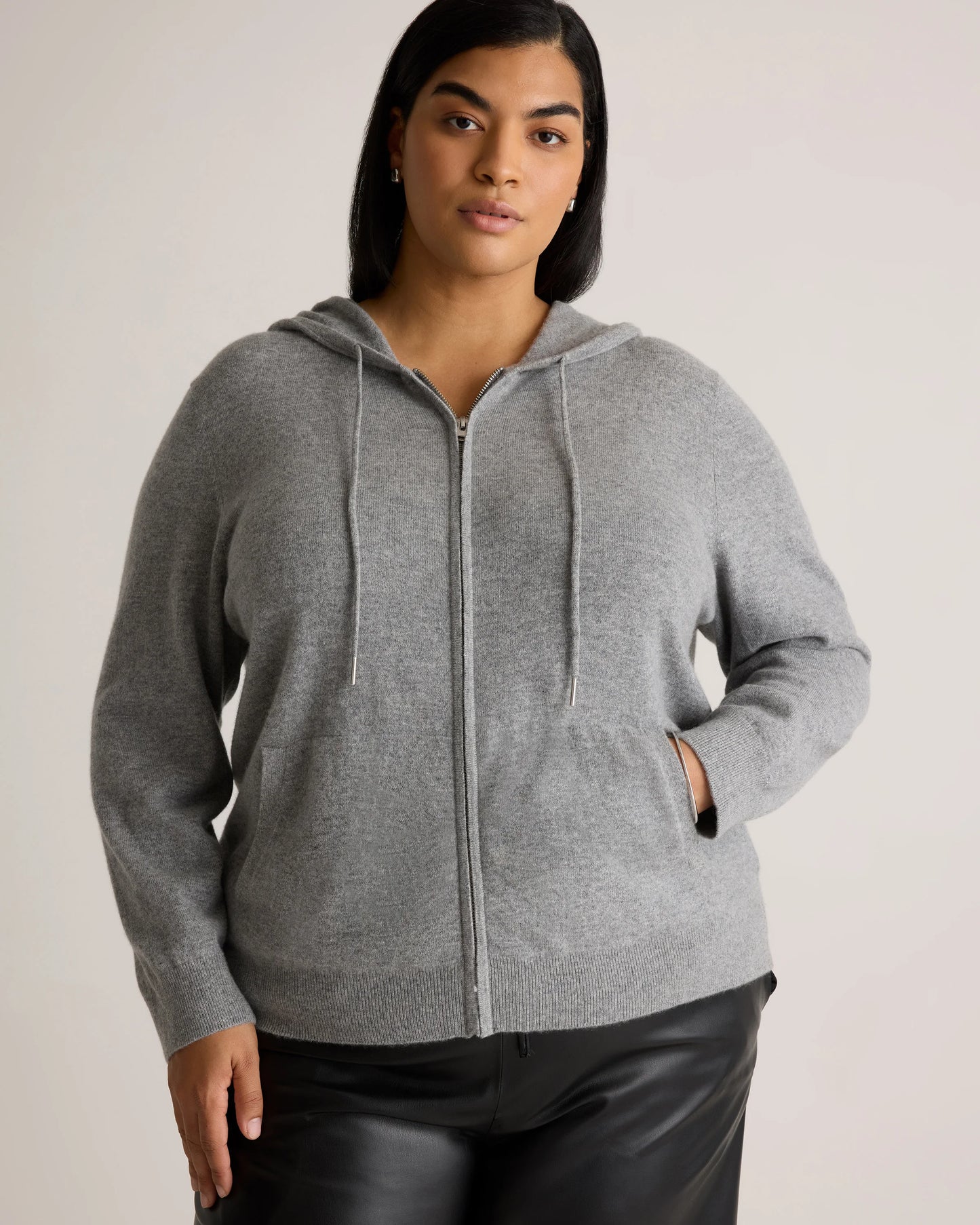 Mongolian Cashmere Full-Zip Hoodie - 1X / True Navy