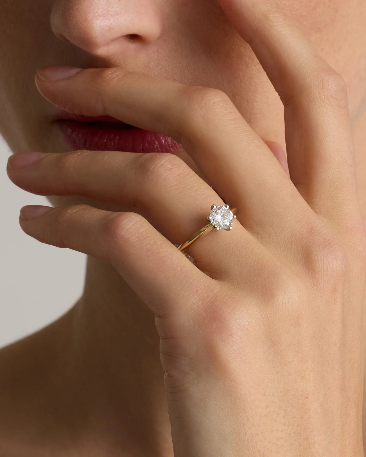Lab Grown Diamond Round Six Prong Knife Edge Engagement Ring - 1.5ct - 4 / Yellow Gold