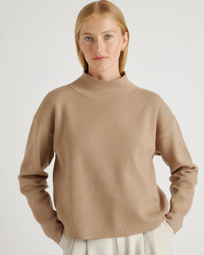 Eco-Knit Milano Stitch Mock Neck Pullover - XS / Warm Taupe