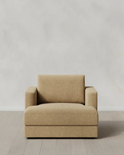 Sierra Curved Arm Accent Chair in Performance Boucle - One Size / Indigo