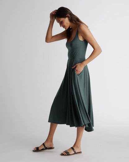 Tencel Jersey Fit & Flare Dress - XS / Dark Olive