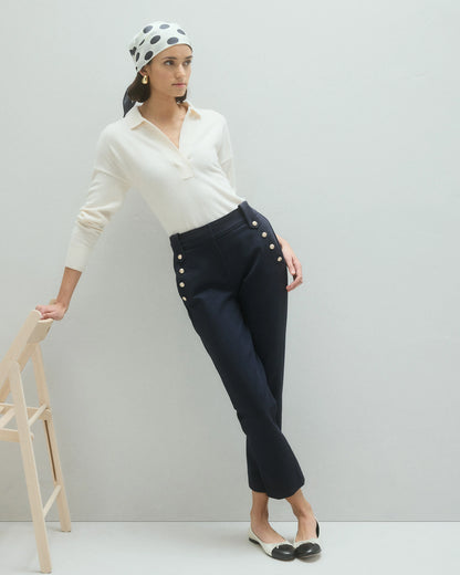 Ultra-Stretch Ponte Straight Leg Mariner Pants - XS / Morel Grey
