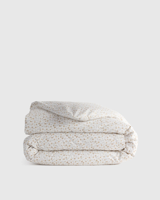 Organic Crisp Percale Floral Duvet Cover - Twin / Toffee Florette