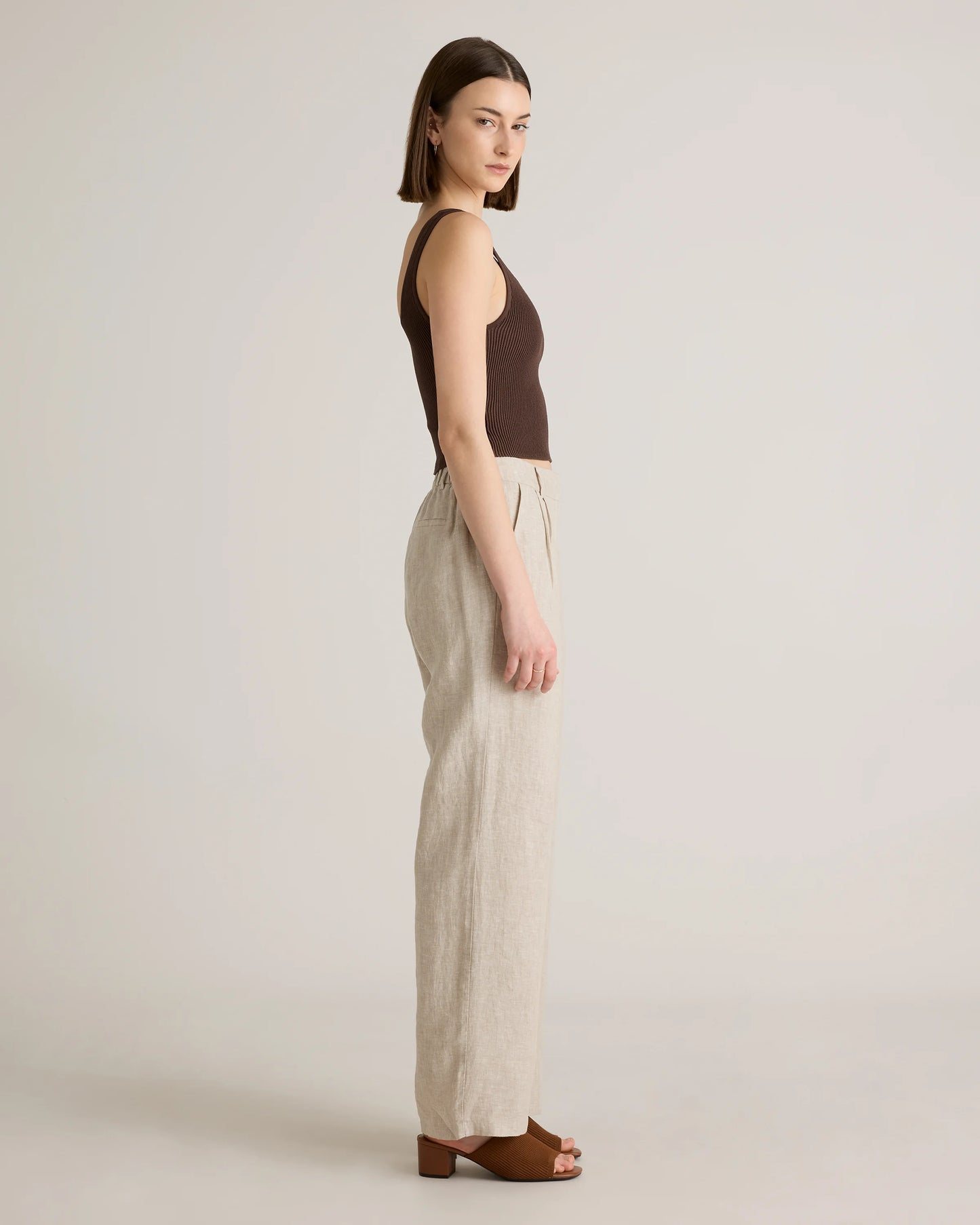 100% European Linen Pleated Trouser - 0 / Bayberry Olive