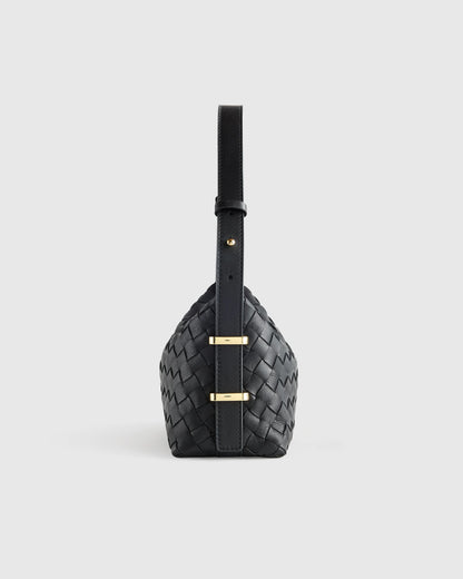 Italian Leather Handwoven Mini Bag - One Size / Black