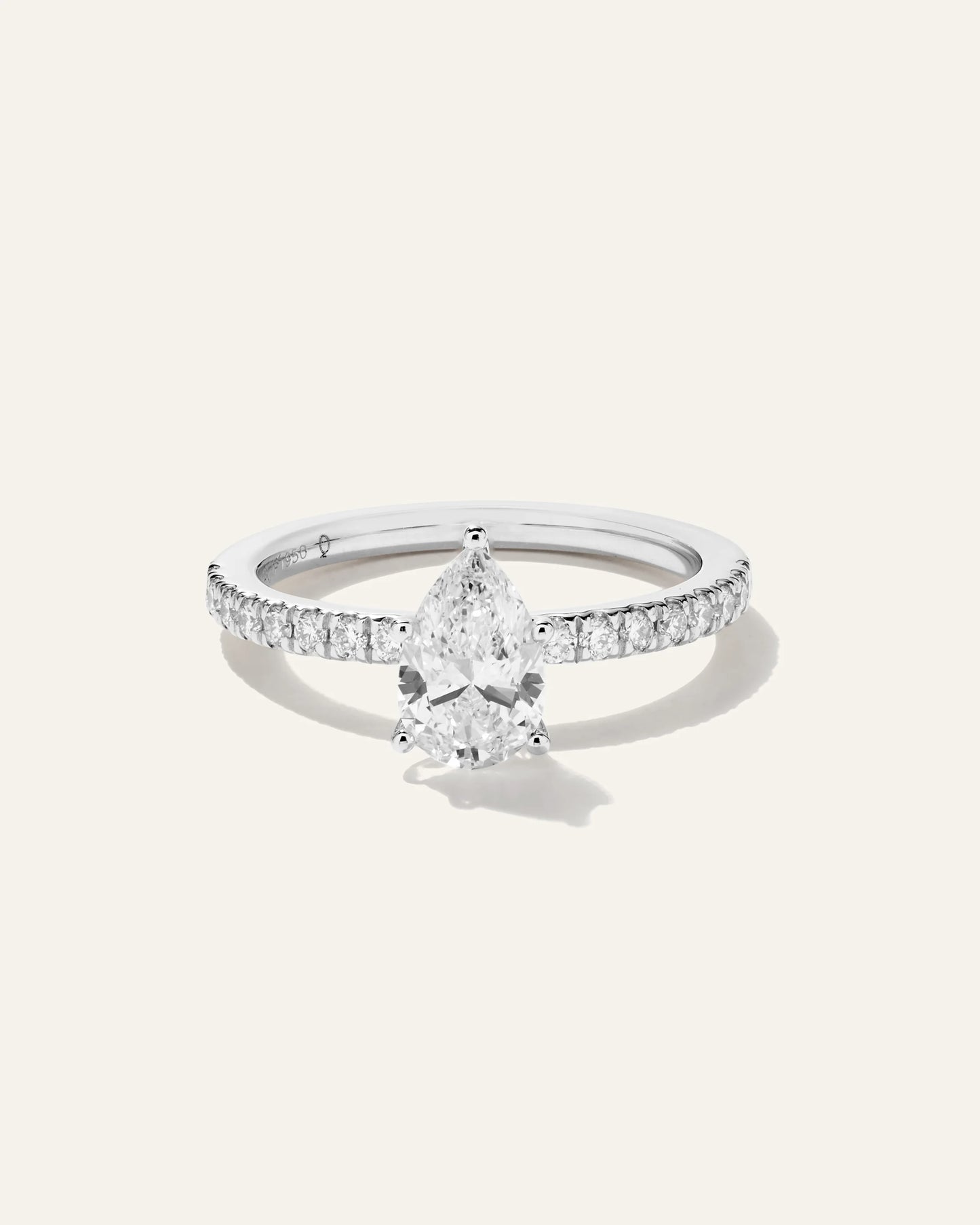 Lab Grown Diamond Pear Petite Pave Engagement Ring - 1ct - 4 / Yellow Gold