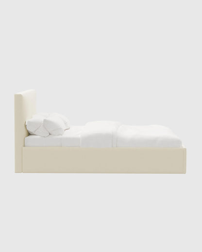 Square Bed in Performance Linen - Full / Ivory