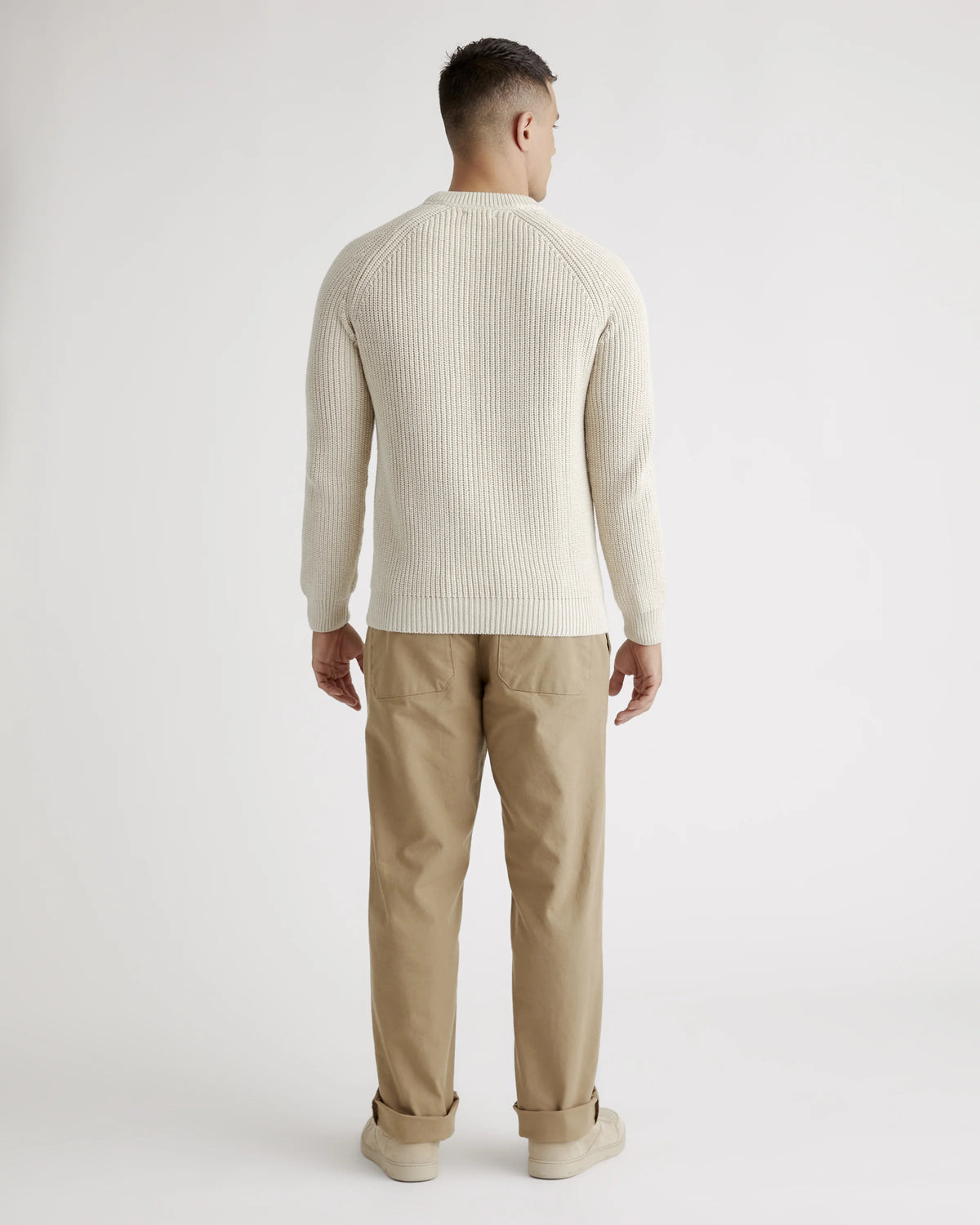 100% Organic Cotton Fisherman Crew Sweater - S / Speckled Beige