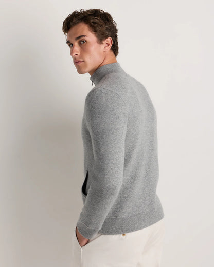 100% Reversible Cashmere Full Zip Sweater - S / Black/Charcoal