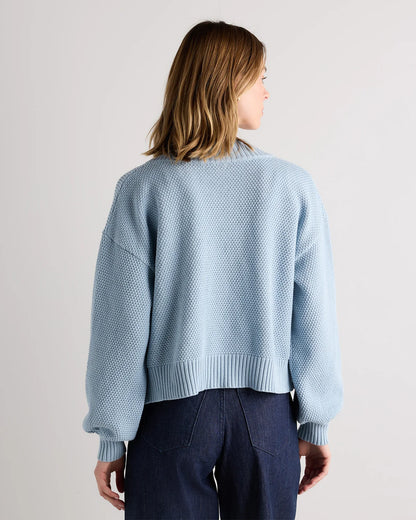 100% Organic Cotton Waffle Stitch Open Cardigan - XS / Sky Blue