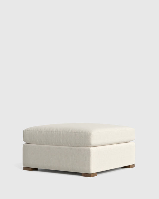 Hollis Slope Arm Ottoman in Performance Chenille Linen Blend - 37" / Snow