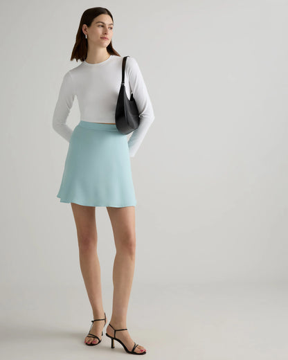 Lightweight Crepe A-Line Mini Skirt - XS / Moonstone Blue