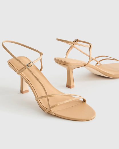 Italian Leather 70mm Strappy Heel - 5 / Metallic Gold