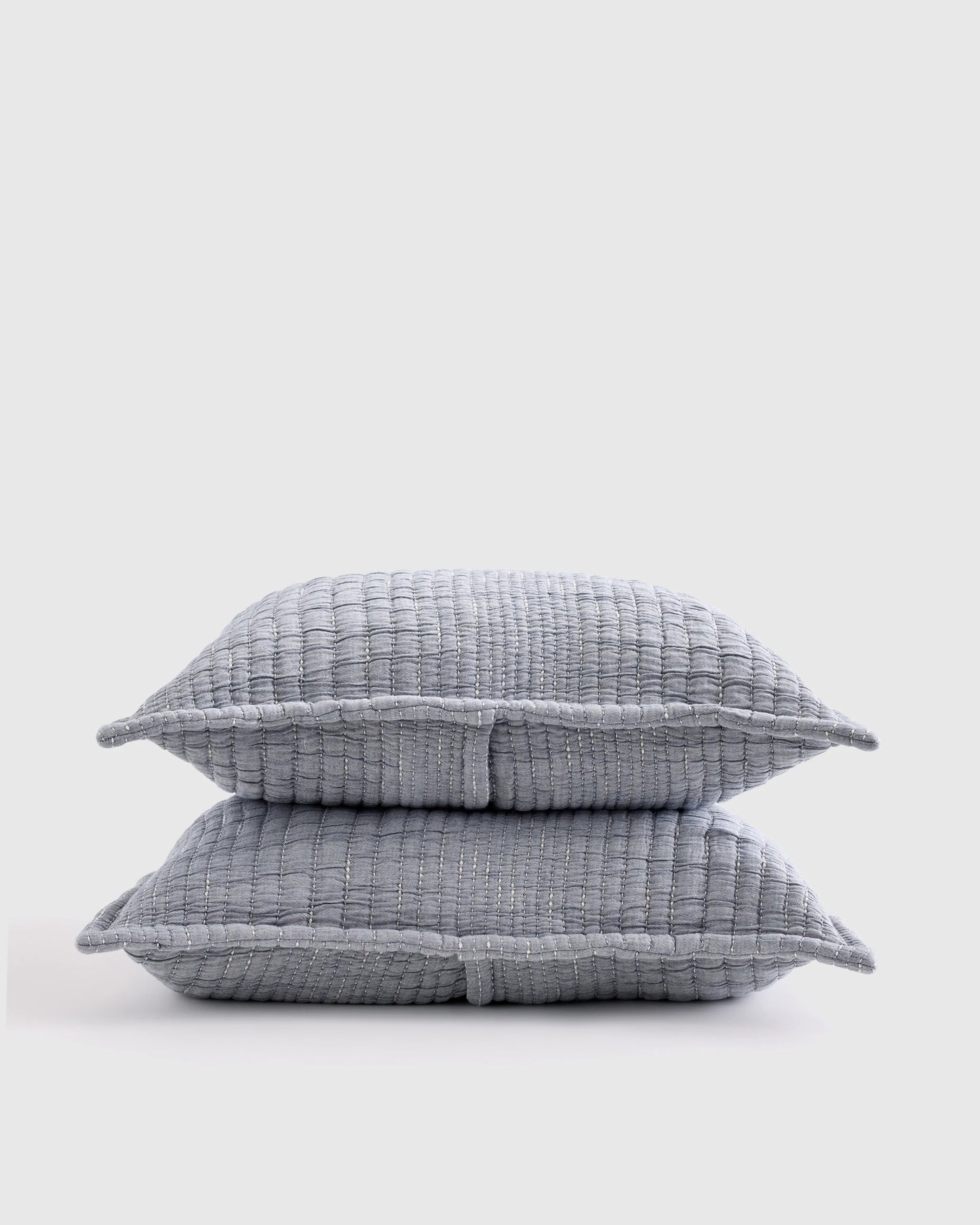 Organic Cotton Channel Stitch Sham Set - Standard / Coral Pink