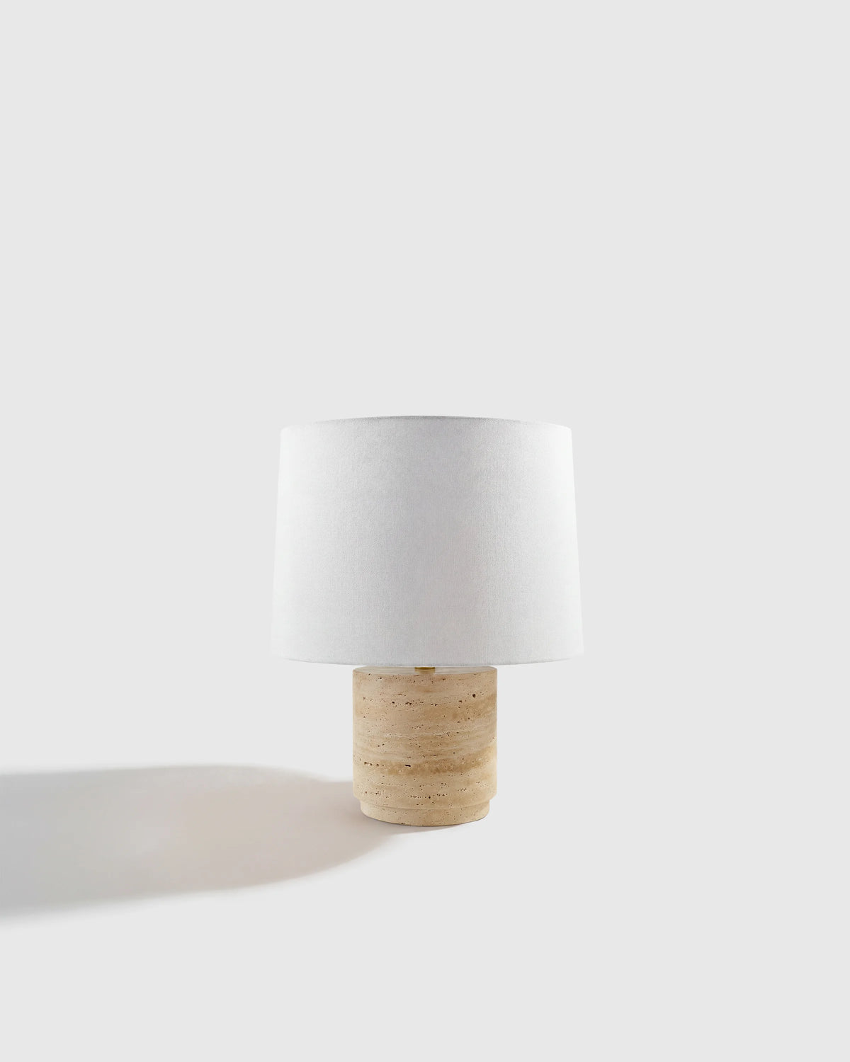 Wide Travertine Table Lamp - One Size / Beige