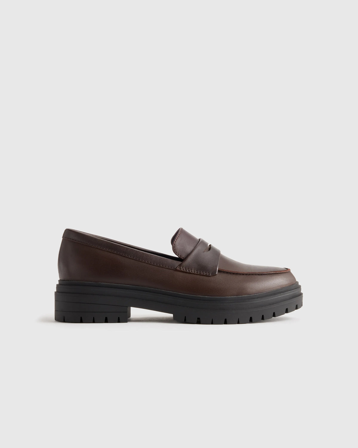 Italian Leather Lug Sole Loafer - 5 / Black