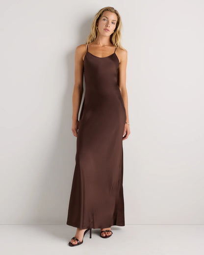 100% Washable Silk Maxi Slip Dress - XS / Cordovan Red Hibiscus