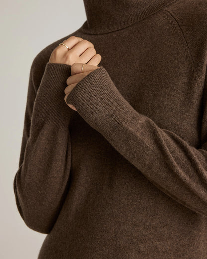 Mongolian Cashmere Turtleneck Sweater Dress - XS / Moss