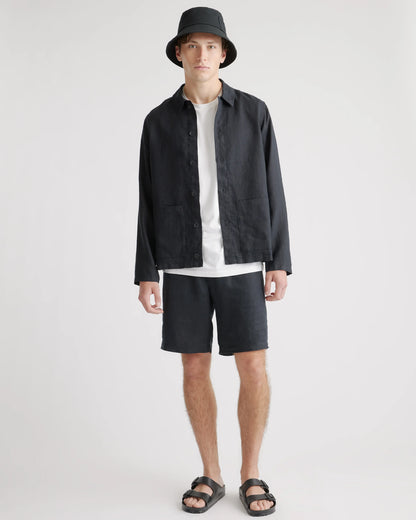 100% European Linen Chore Jacket - S / Flax