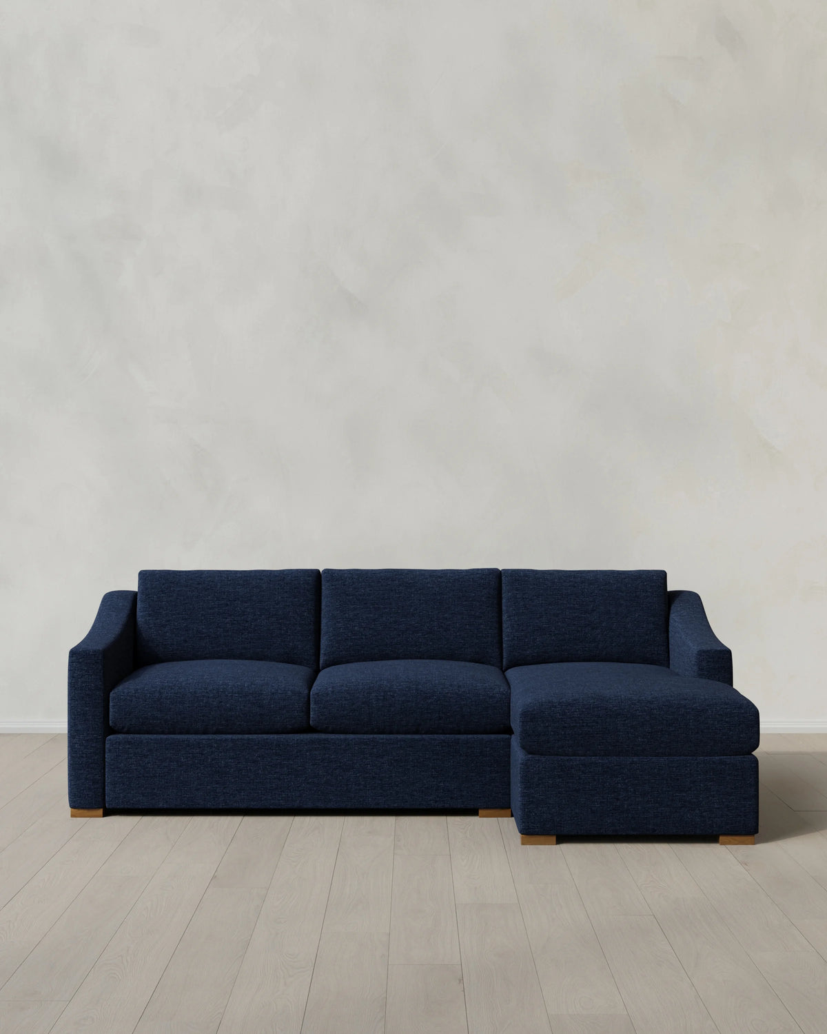 Hollis Slope Arm Chaise Sectional in Performance Chenille Linen Blend - 104" Right Arm / Snow