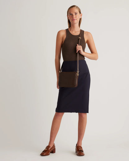 Italian Leather Handwoven Crossbody - One Size / Cognac