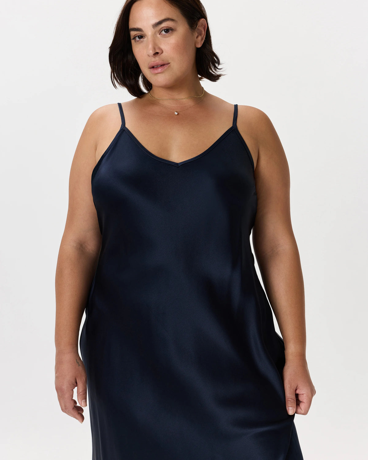 100% Washable Silk Slip Dress - 1X / Champagne