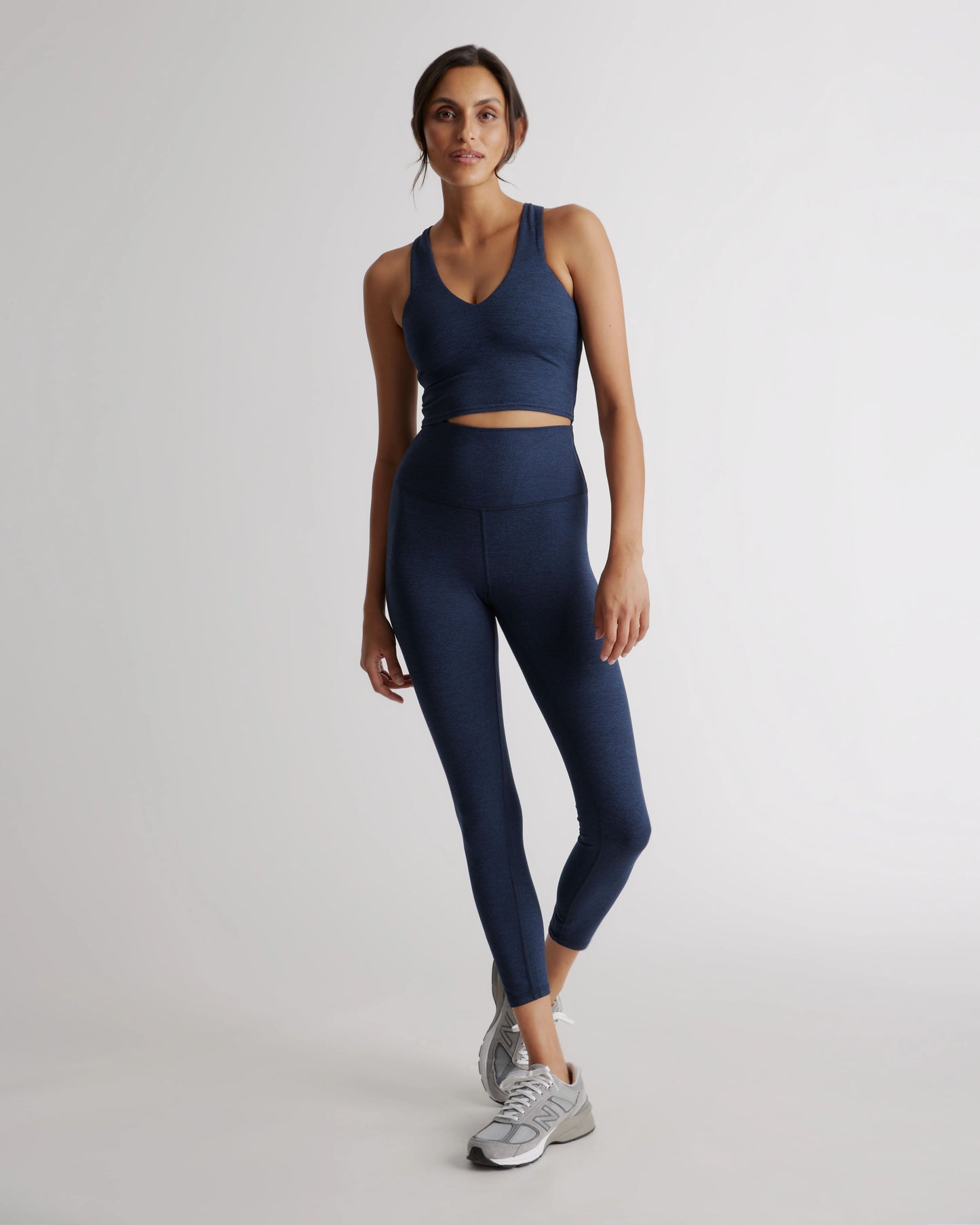 Ultra-Soft V-Neck Cropped Tank - XS / Heather Navy