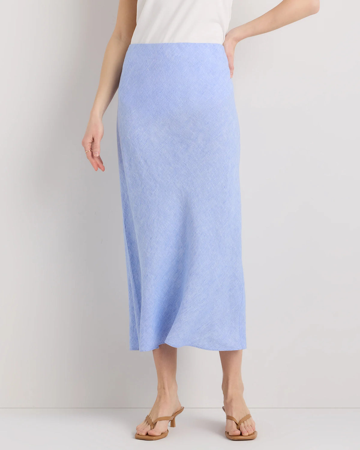 100% European Linen Midi Slip Skirt - XS / Bayberry Olive
