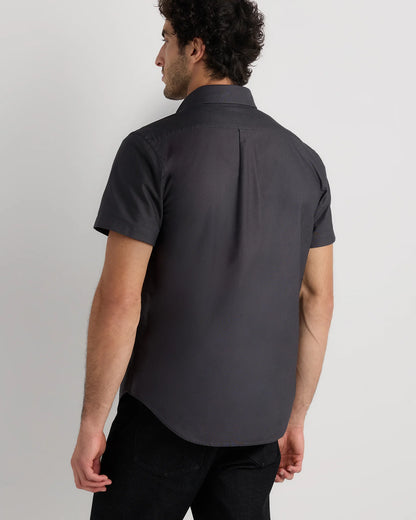 100% Organic Cotton Short Sleeve Oxford Shirt - S / Dark Coal
