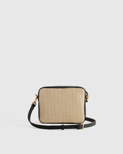 Italian Leather & Raffia Crossbody - One Size / Mocha
