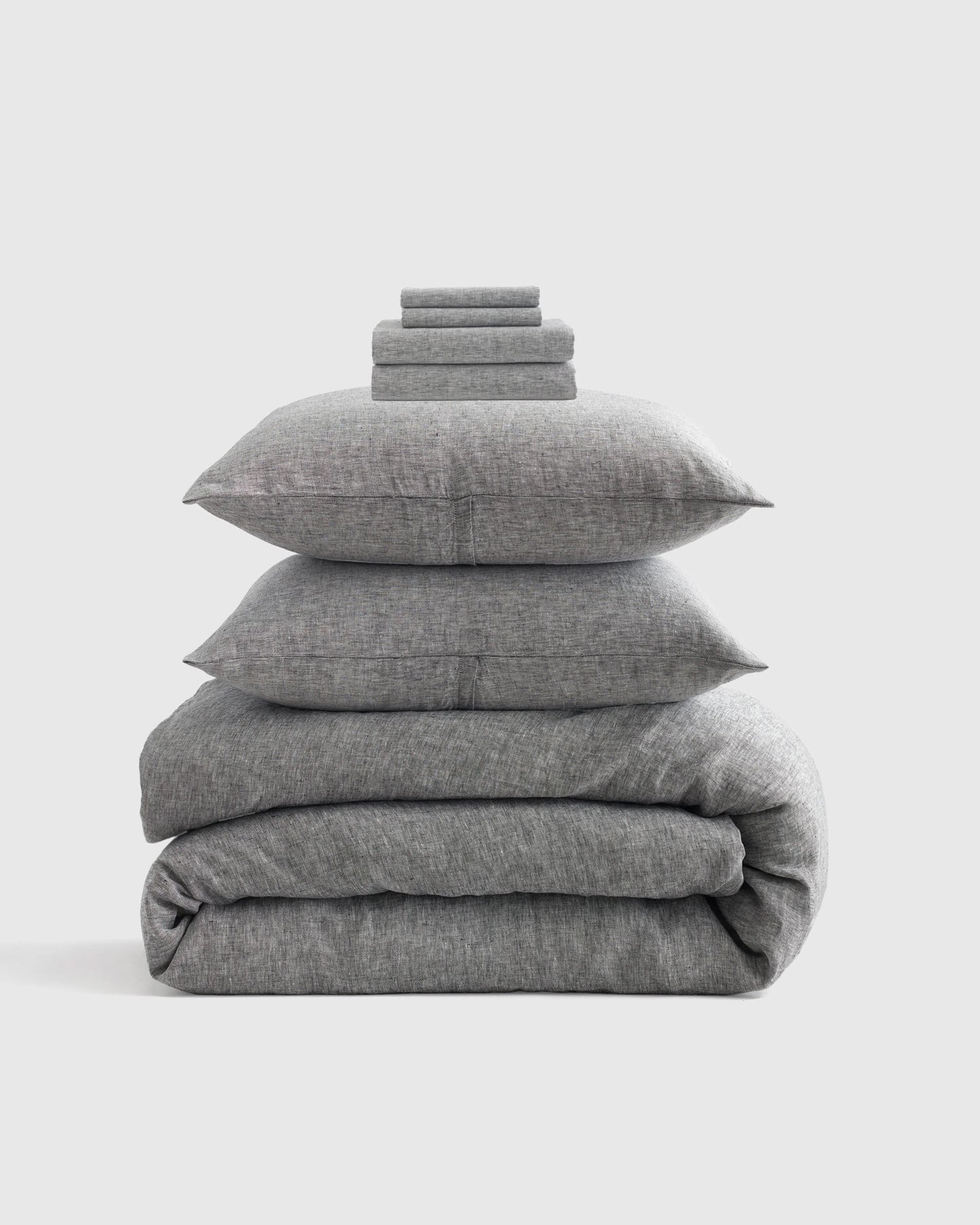 European Linen Chambray Deluxe Bedding Bundle - Twin / Charcoal