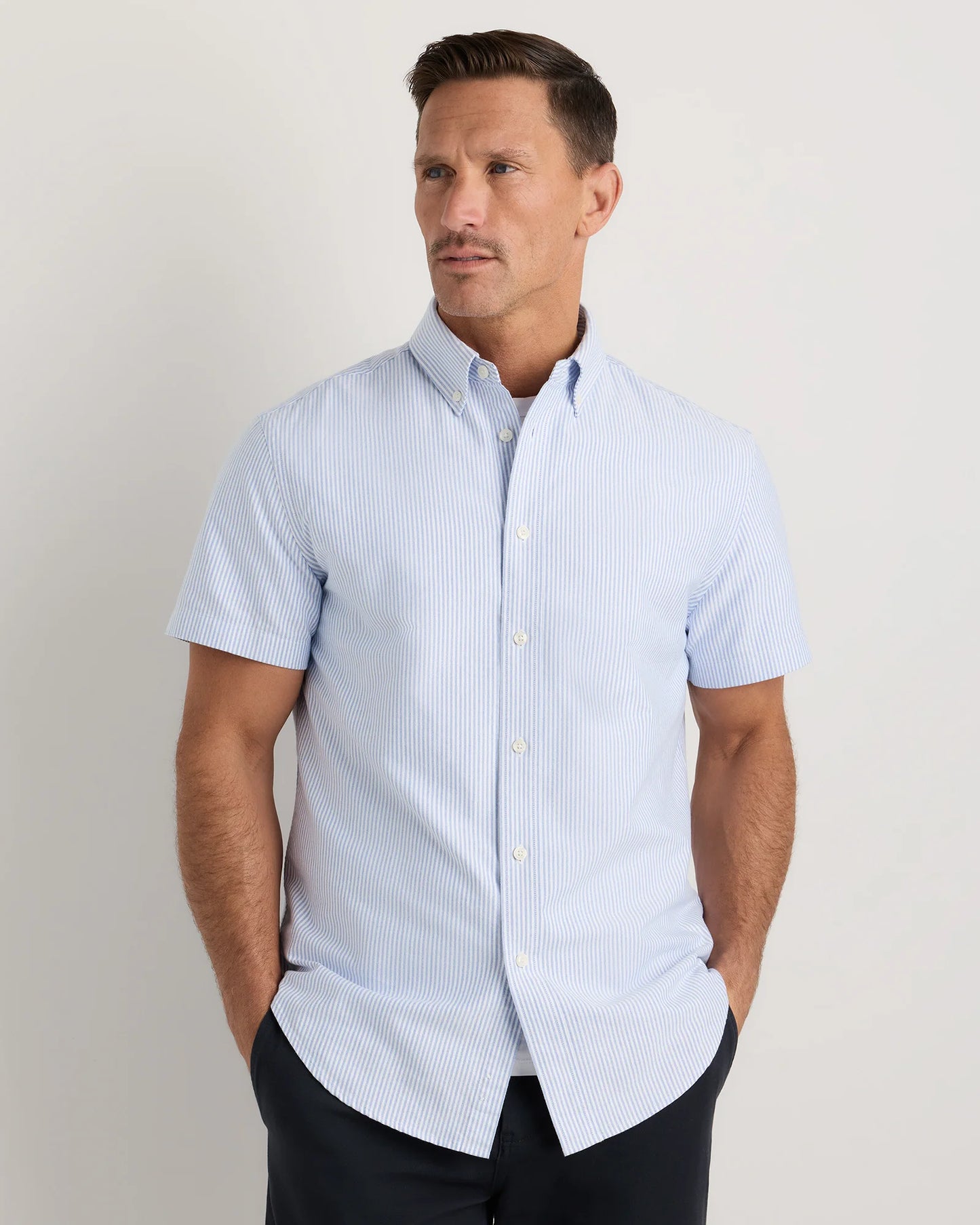 100% Organic Cotton Short Sleeve Oxford Shirt - S / Dark Coal