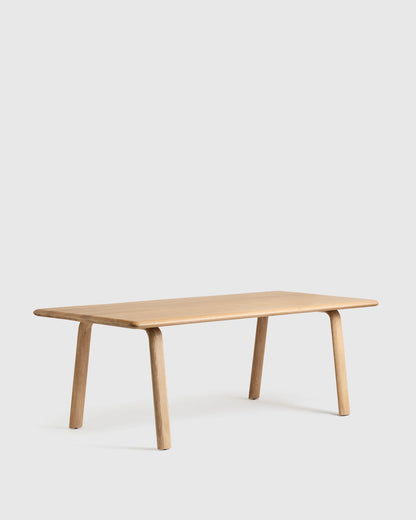 Solid Wood Dining Table with Rounded Legs - One Size / Natural Oak