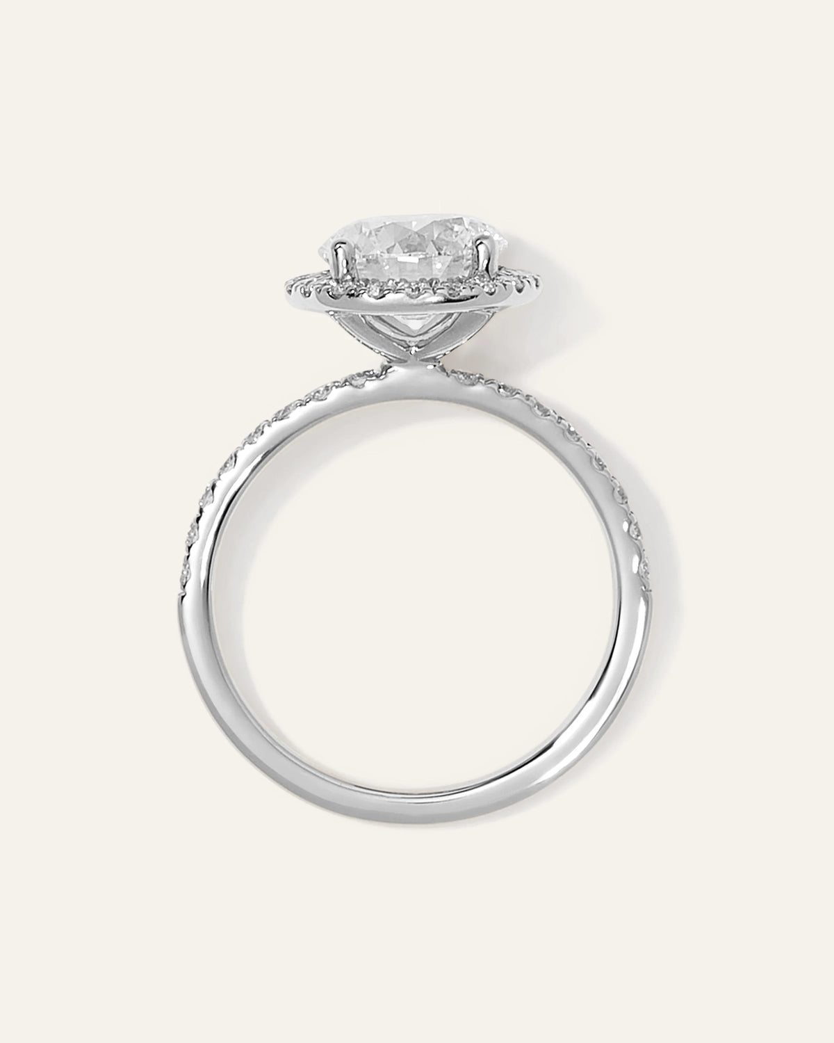Lab Grown Diamond Round Halo Pave Engagement Ring - 2ct - 4 / Yellow Gold