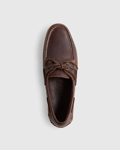 Water Resistant Leather Boat Shoe - 7 / Brunette
