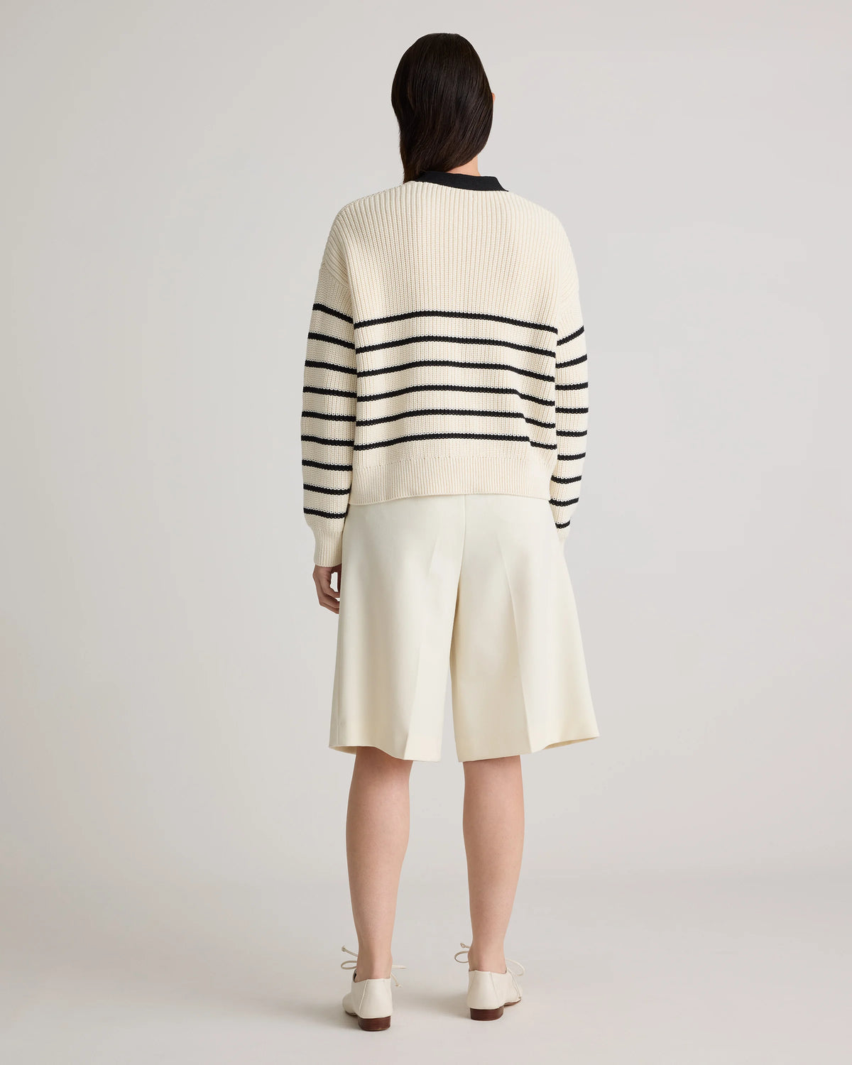 100% Organic Cotton Fisherman Boxy Cropped Cardigan - XS / Sapphire Blue