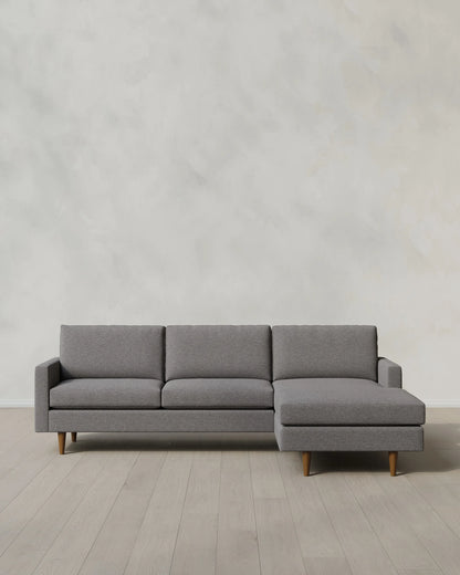Atlas Midcentury Chaise Sectional in Performance Basketweave - 106" Right Arm / Navy
