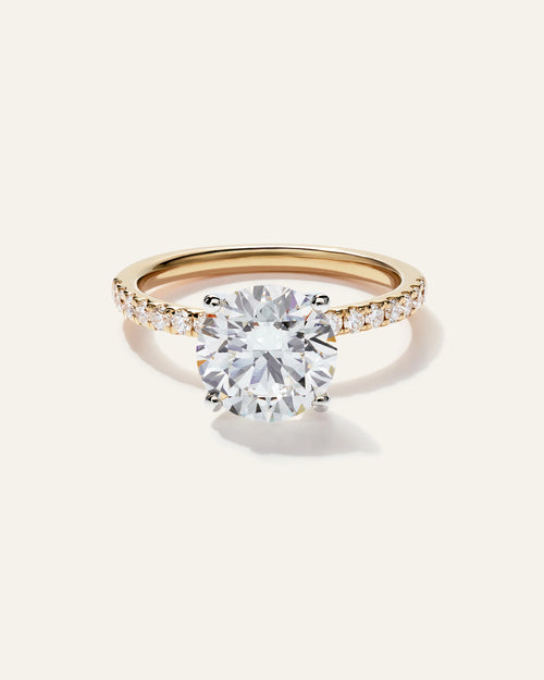 Lab Grown Diamond Round Petite Pave Engagement Ring - 2.5ct - 4 / Yellow Gold