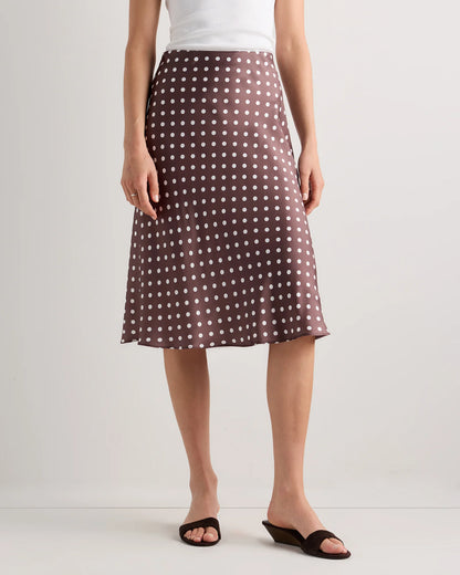 100% Washable Silk Skirt - XS / Champagne