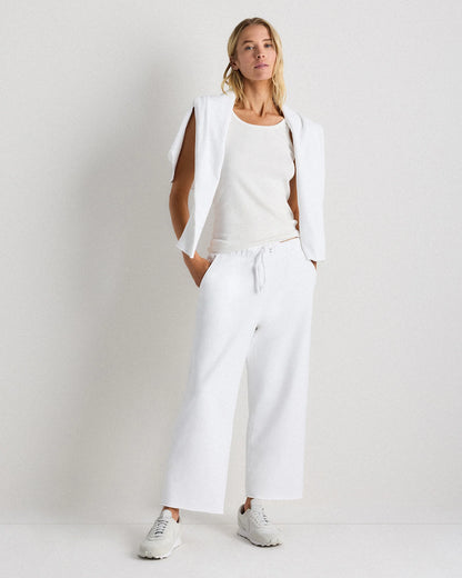 Organic French Terry Cropped Wide Leg Pants - XS / Ruby Red