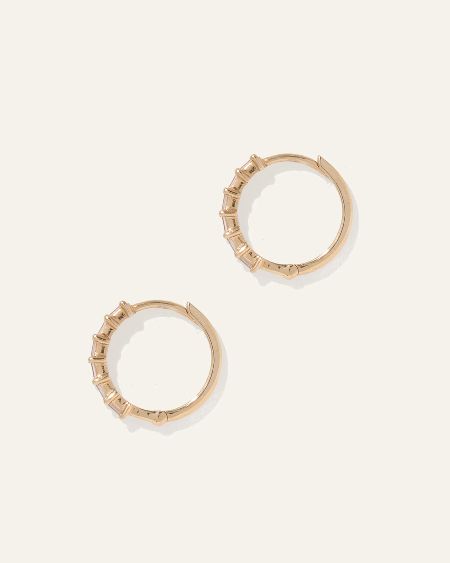14K Gold Diamond Baguette Huggies - One Size / Yellow Gold