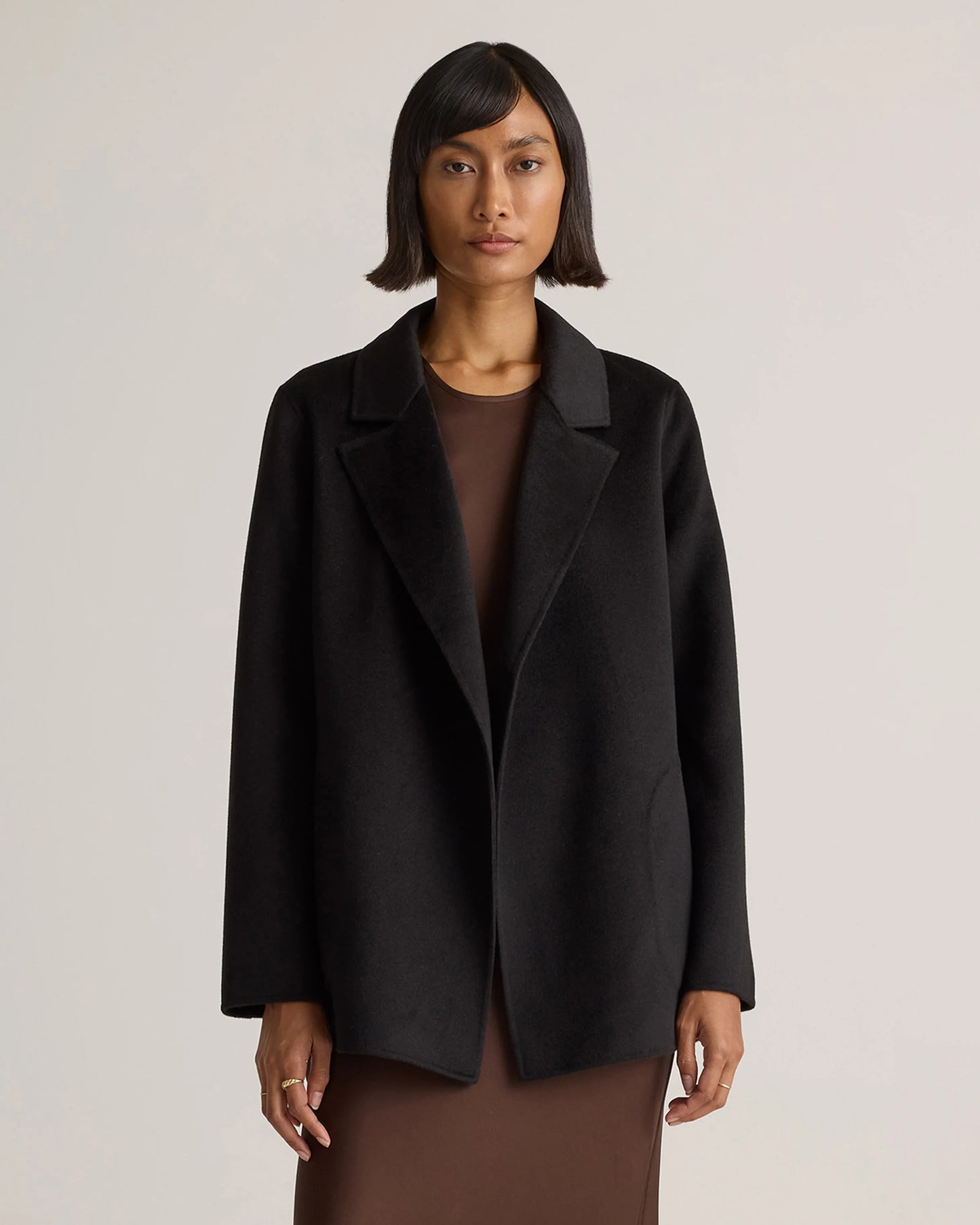 100% Mongolian Cashmere Double-Faced Open Blazer - XS / Camel