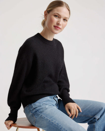 Baby Alpaca-Wool Crew - XS / Black