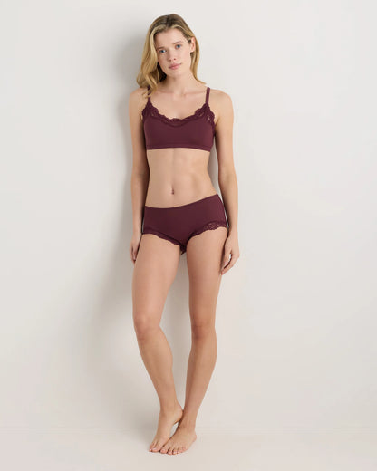 Second Skin Lace Boyshort (3-Pack) - XS / Barolo Burgundy