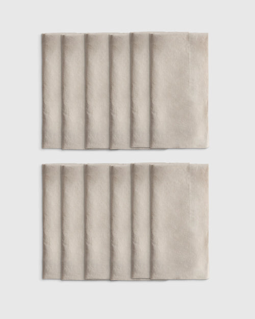 European Linen Wide-Hem Napkins (Set of 12) - One Size / Willowleaf Gingham