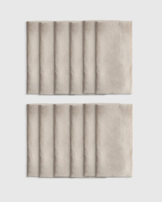 European Linen Wide-Hem Napkins (Set of 12) - One Size / Willowleaf Gingham