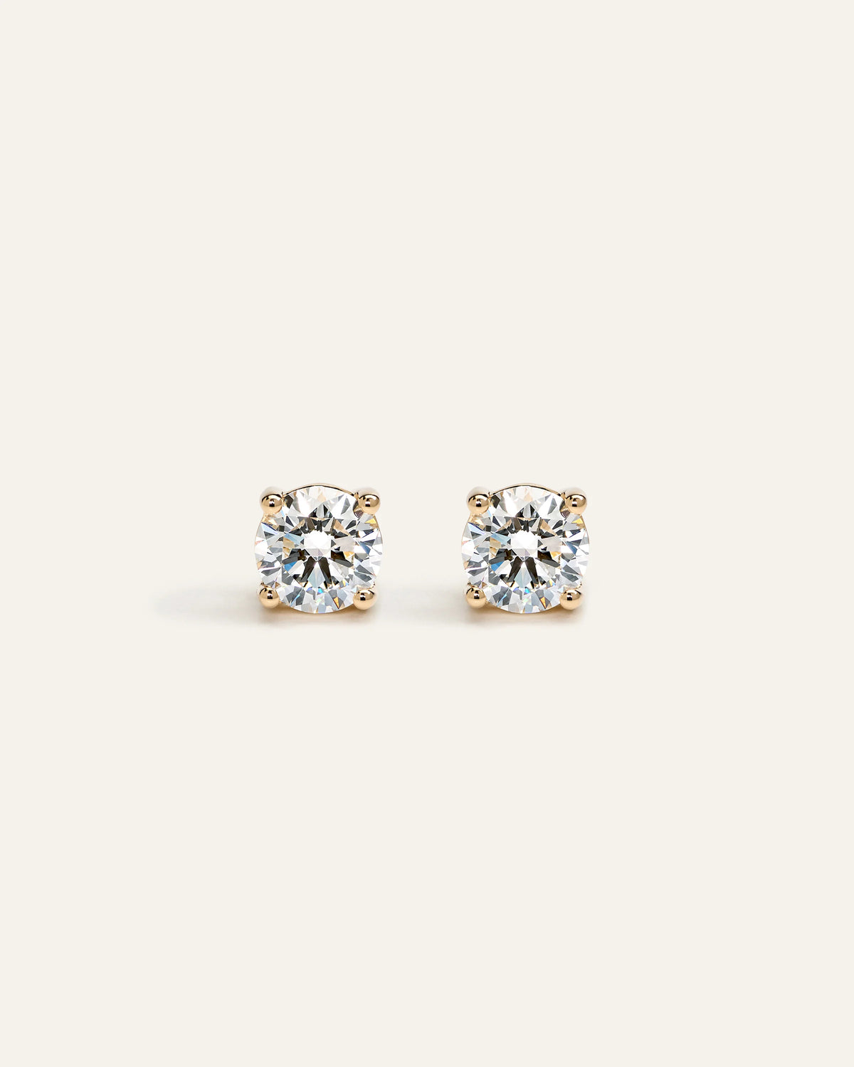 14K Gold Lab Grown Diamond Four-Prong Solitaire Studs - 2ctw - One Size / Yellow Gold